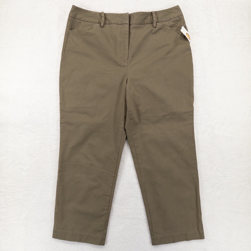 Talbots Pants Womens 16 Tan Ankle Crop Stretch Cotton Twill Business Casual New
